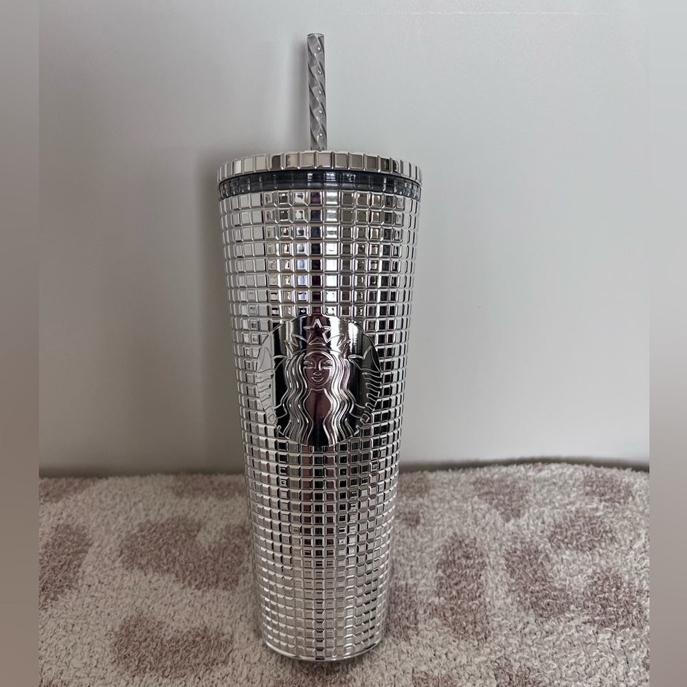 Starbucks Metallic Silver Textured Cup 24oz